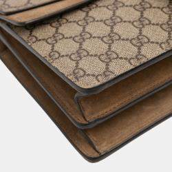 Pre Owned Gucci Beige Brown Medium GG Supreme Dionysus Shoulder Bag