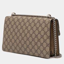 Pre Owned Gucci Beige Brown Medium GG Supreme Dionysus Shoulder Bag