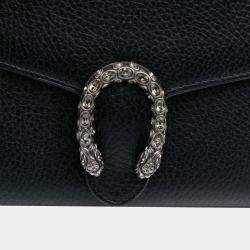 Pre Owned Gucci Black Mini Leather Dionysus Wallet on Chain