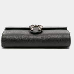 Pre Owned Gucci Black Mini Leather Dionysus Wallet on Chain