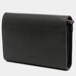 Pre Owned Gucci Black Mini Leather Dionysus Wallet on Chain