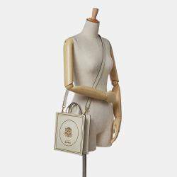Pre Owned Gucci Beige Garden Calfskin Mushrooms Vertical Shopping Tote