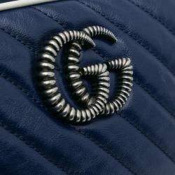 Pre Owned Gucci Blue Small GG Marmont Leather Torchon Crossbody