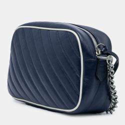 Pre Owned Gucci Blue Small GG Marmont Leather Torchon Crossbody