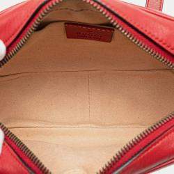 Pre Owned Gucci Red Mini GG Marmont Matelasse Leather Crossbody