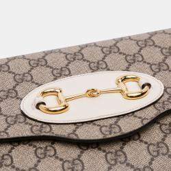 Pre Owned Gucci Brown Small GG Supreme Horsebit 1955 Satchel