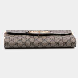 Pre Owned Gucci Brown Small GG Supreme Horsebit 1955 Satchel