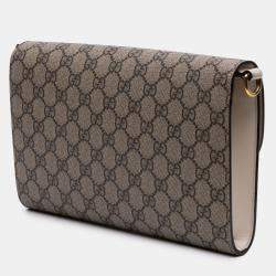 Pre Owned Gucci Brown Small GG Supreme Horsebit 1955 Satchel