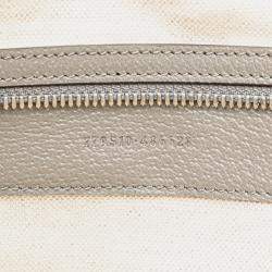 Pre Owned Gucci Grey White Canvas Embossed Logo Tote