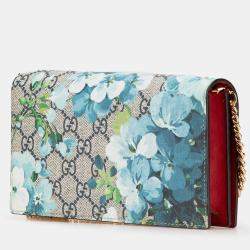Pre Owned Gucci Multicolor GG Supreme Blooms Wallet on Chain