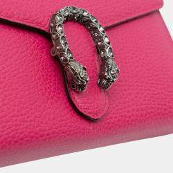 Pre Owned Gucci Pink Mini Leather Dionysus Wallet on Chain
