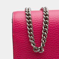 Pre Owned Gucci Pink Mini Leather Dionysus Wallet on Chain