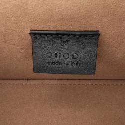 Pre Owned Gucci Beige Brown GG Supreme Bamboo Padlock Satchel