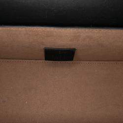 Pre Owned Gucci Beige Brown GG Supreme Bamboo Padlock Satchel