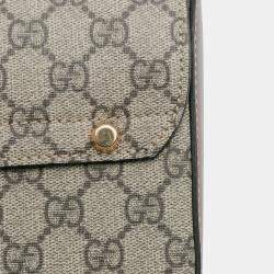 Pre Owned Gucci Beige Brown GG Supreme Bamboo Padlock Satchel