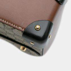 Pre Owned Gucci Beige Brown GG Supreme Bamboo Padlock Satchel