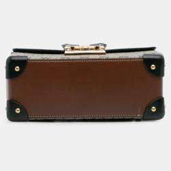 Pre Owned Gucci Beige Brown GG Supreme Bamboo Padlock Satchel