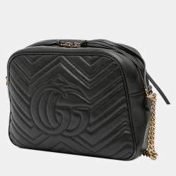 Pre Owned Gucci Black GG Marmont Matelasse Leather Crossbody