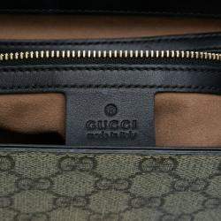 Pre Owned Gucci Brown Small GG Supreme Padlock Satchel