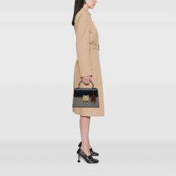 Pre Owned Gucci Brown Small GG Supreme Padlock Satchel