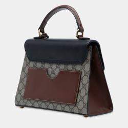 Pre Owned Gucci Brown Small GG Supreme Padlock Satchel