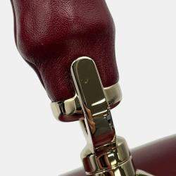 Pre Owned Gucci Bamboo 1947 Top Handle Bag Rosso Ancora Red Leather Size Small