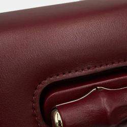 Pre Owned Gucci Bamboo 1947 Top Handle Bag Rosso Ancora Red Leather Size Small