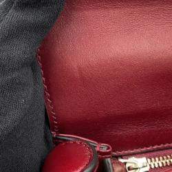Pre Owned Gucci Bamboo 1947 Top Handle Bag Rosso Ancora Red Leather Size Small
