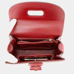 Pre Owned Gucci Bamboo 1947 Top Handle Bag Rosso Ancora Red Leather Size Small