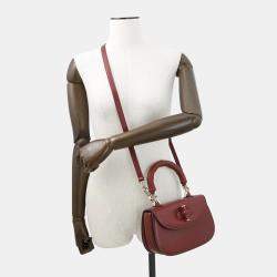 Pre Owned Gucci Bamboo 1947 Top Handle Bag Rosso Ancora Red Leather Size Small