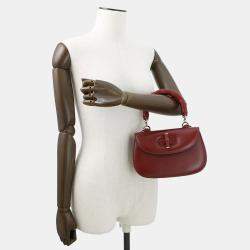 Pre Owned Gucci Bamboo 1947 Top Handle Bag Rosso Ancora Red Leather Size Small