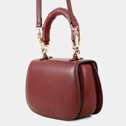 Pre Owned Gucci Bamboo 1947 Top Handle Bag Rosso Ancora Red Leather Size Small