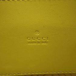 Pre Owned Gucci Logo Basket Bag Yellow/Natural Straw Leather