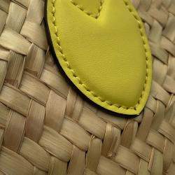 Pre Owned Gucci Logo Basket Bag Yellow/Natural Straw Leather