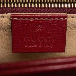 Pre Owned Gucci 1955 Horsebit GG Supreme Beige/Red Leather Shoulder Bag