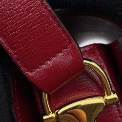 Pre Owned Gucci 1955 Horsebit GG Supreme Beige/Red Leather Shoulder Bag