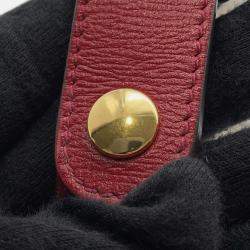 Pre Owned Gucci 1955 Horsebit GG Supreme Beige/Red Leather Shoulder Bag