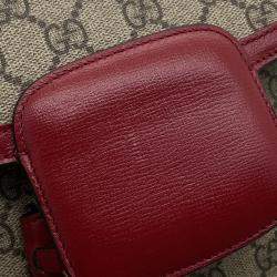 Pre Owned Gucci 1955 Horsebit GG Supreme Beige/Red Leather Shoulder Bag