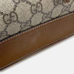 Pre Owned Gucci Interlocking G GG Supreme Backpack Beige/Brown Pvc Leather