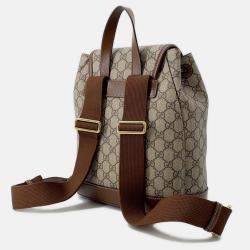 Pre Owned Gucci Interlocking G GG Supreme Backpack Beige/Brown Pvc Leather