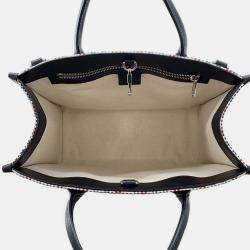 Pre Owned Gucci Embroidery Tote Bag Multicolor Canvas Leather Size Small