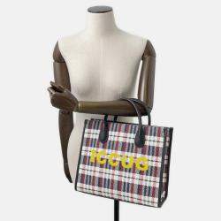 Pre Owned Gucci Embroidery Tote Bag Multicolor Canvas Leather Size Small
