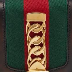 Pre Owned Gucci Black Leather Web Chain Sylvie Belt Bag