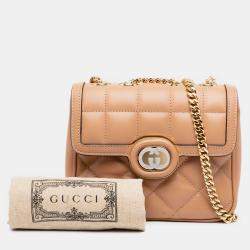 Pre Owned Gucci Brown Mini Leather Deco Chain Shoulder Bag