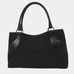 Pre Owned Gucci Black Canvas GG Tote Handbag
