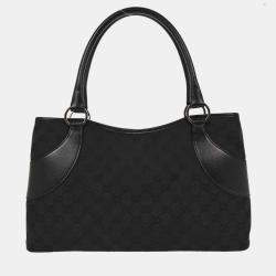 Pre Owned Gucci Black Canvas GG Tote Handbag