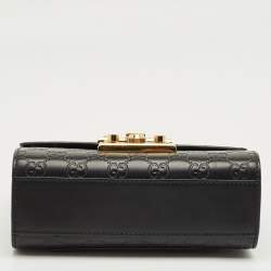 Pre Owned Gucci Black Guccissima Leather Small Padlock Shoulder Bag