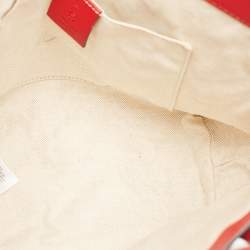Pre Owned Gucci Red/Beige GG Supreme Canvas and Leather Girl's Ladybug Tote