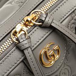 Pre Owned Gucci Grey Mini GG Matelasse Leather Marmont Satchel