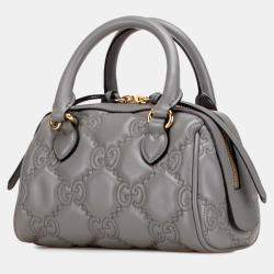 Pre Owned Gucci Grey Mini GG Matelasse Leather Marmont Satchel